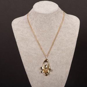 Goldtone Floral Pendant w/ Chain